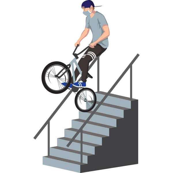 Freestyle Cycliste Saut Sur Illustration Escalier — Photo