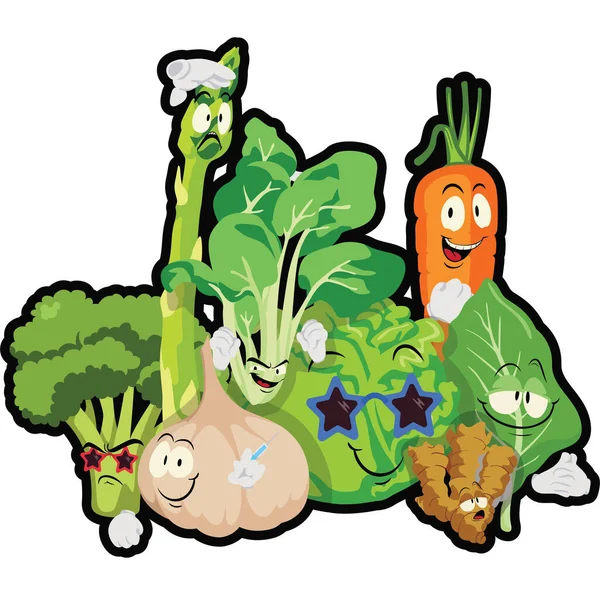 Skupina Zdravých Vegetariánů Ilustrace — Stock fotografie