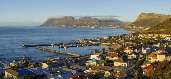 View of Kalk Bay and, in the distance, Simonstown. Cape Town. Western Cape. South Africa
