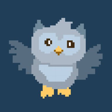 Çizgi film Baykuşunun vektör illüstrasyonu - Piksel tasarımı