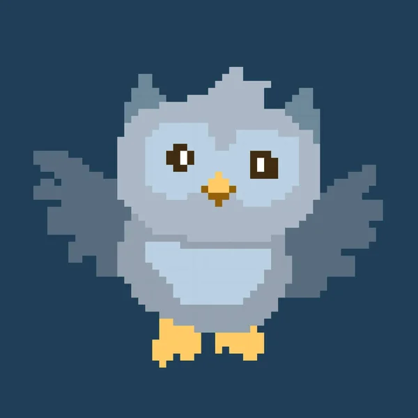 Illustration Vectorielle Hibou Dessin Animé Pixel Design — Image vectorielle