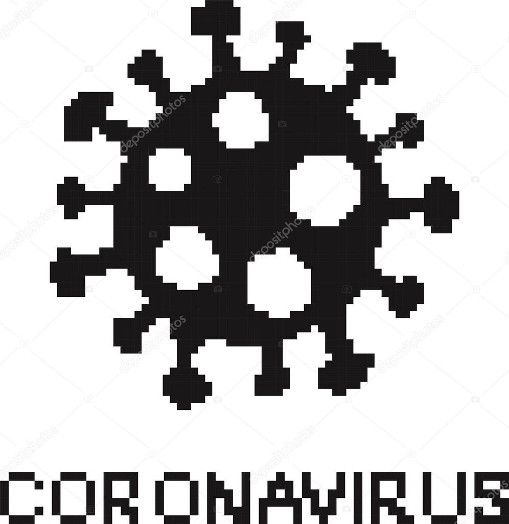 pixel Coronavirus Bacteria Cell Icon, 2019-nCoV Novel Coronavirus Bacteria. 8 bit