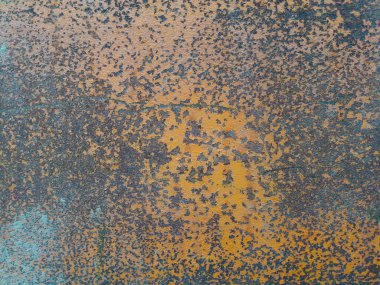 Paslı metal. Eski demirin yüzeyindeki Rusty 'nin dokusu çelik giyer, çürümüş ve grunge dokusunu giyer. Eski metal panel.