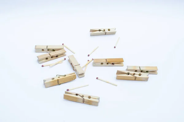 Clothespins White Background Wooden Product Ecological Product Absolutely Safe Clean — Φωτογραφία Αρχείου