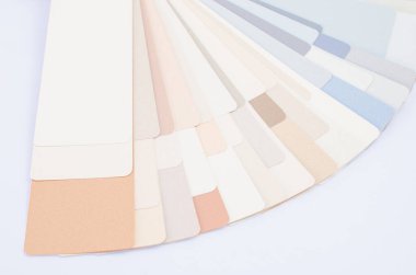  Renk paleti. Pastel renk.Palet renk palet kılavuzu. Beyaz arkaplan üzerinde izole edilmiş dış işler için. Renk kataloğu, renk tekerleği renk seçimi tonu. Renk tonu seçmek için renk tekerleği 