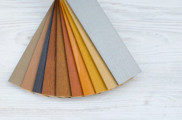 Color Wood Samples Catalog Wood Material Design Light Background 컬렉션 — 스톡 사진