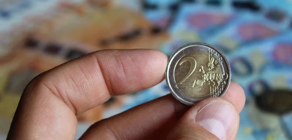 Κέρματα Ευρώ Στο Χέρι — Φωτογραφία Αρχείου