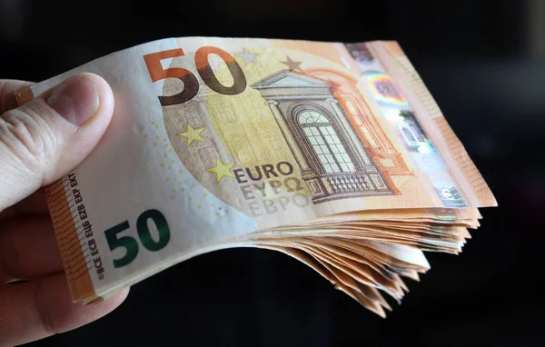 Notas Euro Doação Oferta — Fotografia de Stock