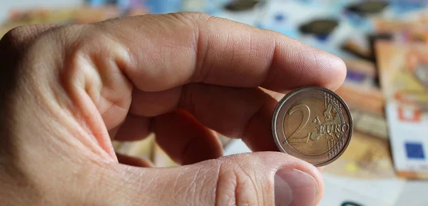 Νομίσματα Και Τραπεζογραμμάτια Ευρώ Οικονομική Ισχύς — Φωτογραφία Αρχείου
