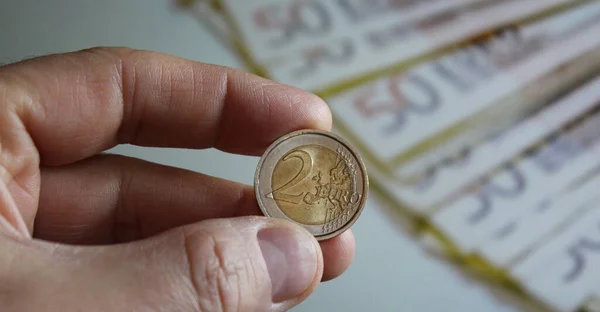 Νομίσματα Και Τραπεζογραμμάτια Ευρώ Οικονομική Αξία — Φωτογραφία Αρχείου
