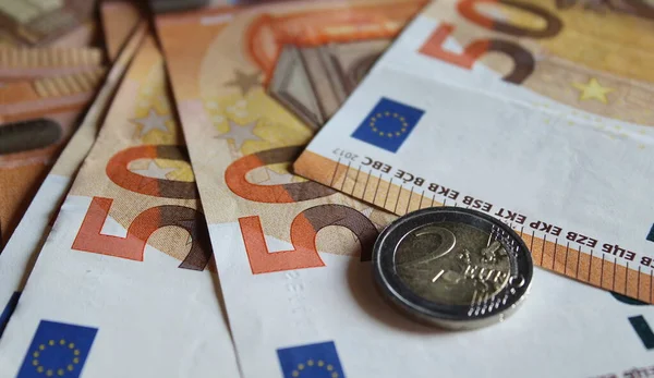 Euromince Bankovky Ekonomická Hodnota — Stock fotografie