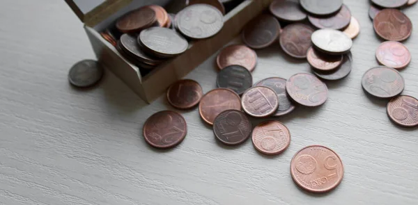 Euro Centów Miedzi Portfelu Zakupy Ubóstwo — Zdjęcie stockowe