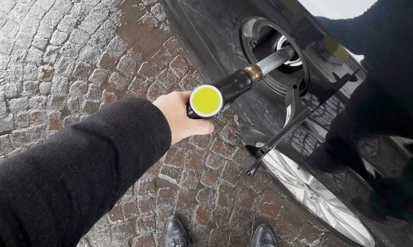 Fare Diesel Alla Stazione Servizio Rifornimento Auto — Foto Stock