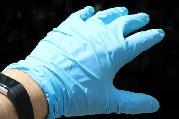 Latex Schutzhandschuh Schützen Wir Uns Vor Viren — Stockfoto