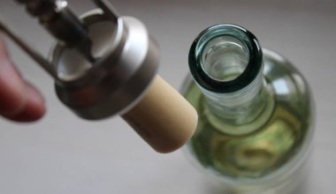 Tirbuşon ve bir şişe kaliteli şarap - şarap tadımı