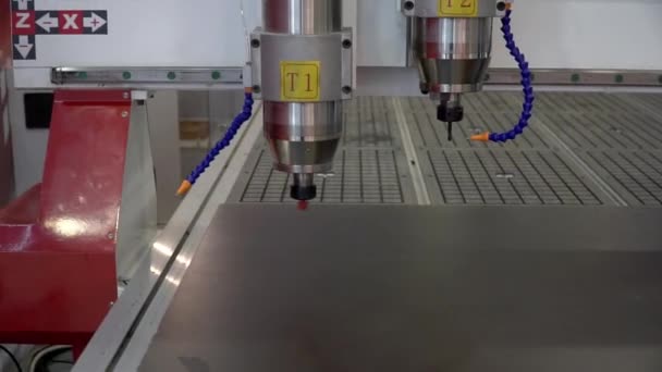 Centro Usinagem Moderna Máquina Ferramenta Metalurgia — Vídeo de Stock