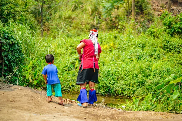 Myanmar Burma March 2019 Kayan Padaung Children Ethnic Minority Burma — Stock Photo, Image