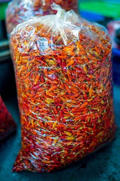 Pimentos Pimenta Vermelha Fresca Exposição Mercado — Fotografia de Stock