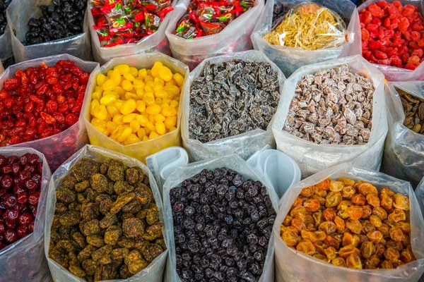 Diferentes Tipos Frutas Secas Mercado — Fotografia de Stock