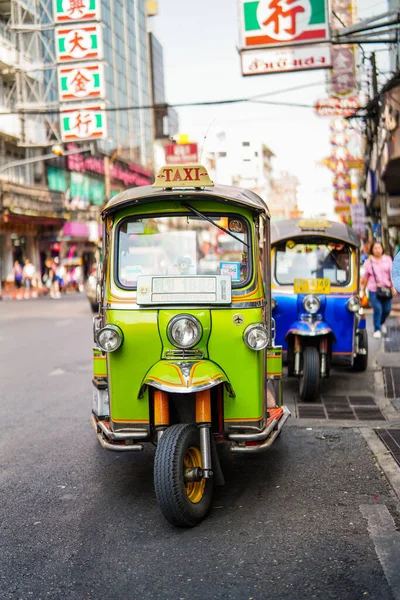 Bangkok Thailand Mars 2019 Tuk Tuk Auto Rickshaw Berömda Stadstransporter — Stockfoto