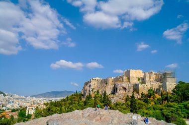 Atina başkentinin Yunanistan 'daki Atina Akropolü manzarası