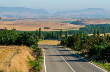 Picturesque countryside in Northern Spain, Europe. Famous Camino de Santiago road clipart