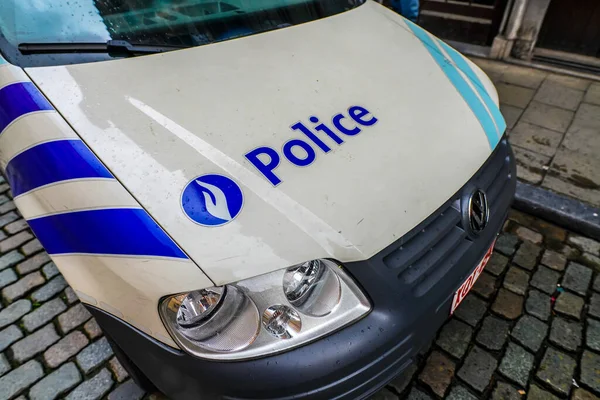 Brüssel Belgien Juni 2019 Polizeiwagen Parkt Der Nähe Des Brüsseler — Stockfoto