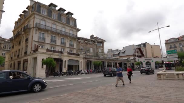 Biarritz Francie Července 2019 Biskajském Zálivu Luxusní Přímořská Turistická Destinace — Stock video