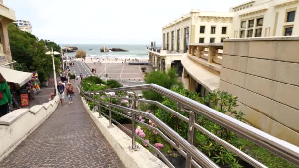 Biarritz Francia Julio 2019 Golfo Vizcaya Lujoso Destino Turístico Costero — Vídeos de Stock