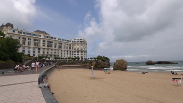 Biarritz Francia Julio 2019 Golfo Vizcaya Lujoso Destino Turístico Costero — Vídeos de Stock