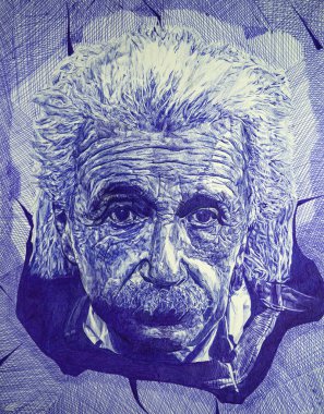 Albert Einstein 'ın tükenmez kalem çizimi 