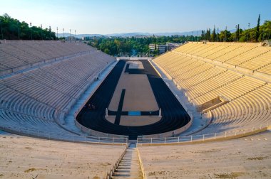ATİNA, GREECE - 24 Ocak 2020: Atina, Yunanistan 'daki antik olimpiyat stadyumu anıtı