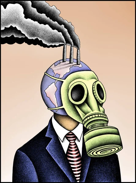 가스와 마스크와 머리를 캐릭터 — 스톡 사진