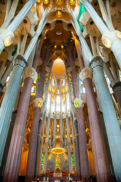 Barcelona Espanha Fevereiro 2020 Interior Catedral Sagrada Família Barcelona — Fotografia de Stock