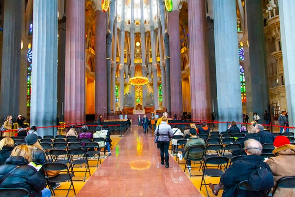 Barcelona Španělsko February 2020 Interiér Katedrály Sagrada Familia Barcelona — Stock fotografie