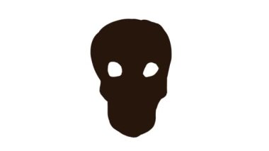 Kafatası yüz simgesi beyaz arkaplanda. Canlandırma