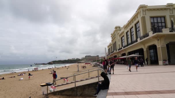 Biarritz France July 2019 Bay Biscay Luxurious Seaside Tourist Destination — Stock Video