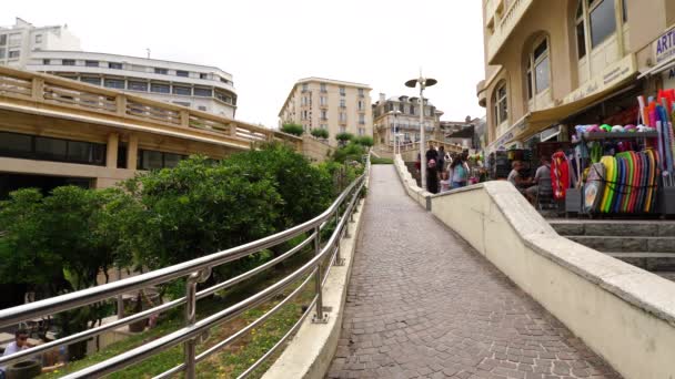 Biarritz France Ιουλίου 2019 Βισκαϊκός Κόλπος Πολυτελής Παραθαλάσσιος Τουριστικός Προορισμός — Αρχείο Βίντεο