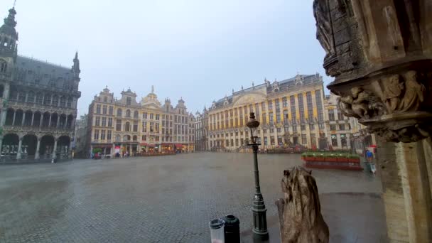 Brussel België Juni 2019 Brussel Grote Markt Tijdens Een Regenachtige — Stockvideo