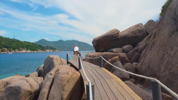 Hermosa Isla Tailandia Destino Vacaciones Koh Nang Yuan Cerca Koh — Vídeo de stock