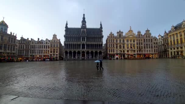 Brussels Belgium June 2019 Brussels Grand Place Saat Hari Hujan — Stok Video