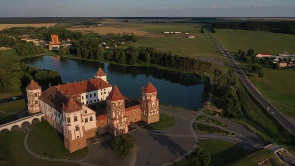 Vista Aérea Castelo Mir Bielorrússia Vista Aérea Castelo Medieval — Vídeo de Stock