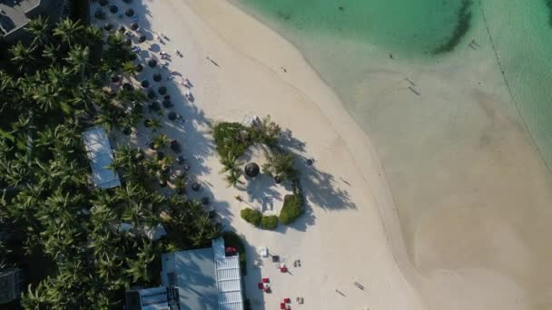 Madártávlatból Kilátás Nyílik Mauritiusi Strandra Csodálatos Korallzátony Mauritius Szigetén Resort — Stock videók