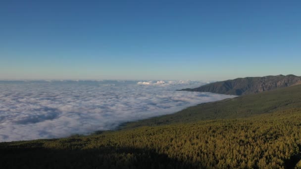 Geweldige Vlucht Wolken Teide National Park Tenerife Canarische Eilanden Spanje — Stockvideo