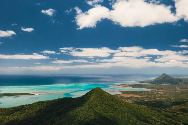 Widok Lotu Ptaka Góry Pola Wyspy Mauritius Krajobrazy Mauritiusu — Zdjęcie stockowe