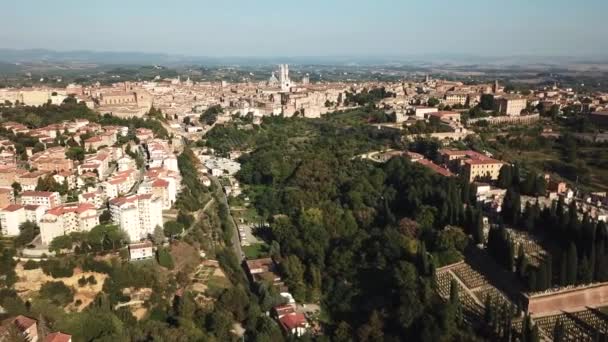 Een Vogelperspectief Oude Stad Van Siena Italië Toscane Prachtige Oude — Stockvideo