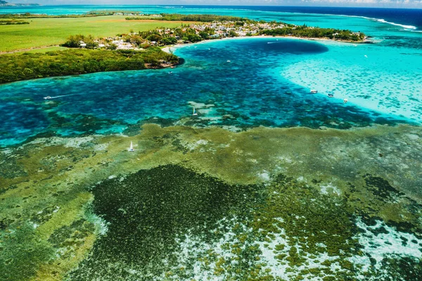 Luftaufnahmen Von Der Ostküste Der Insel Mauritius Wunderschöne Lagune Der — Stockfoto