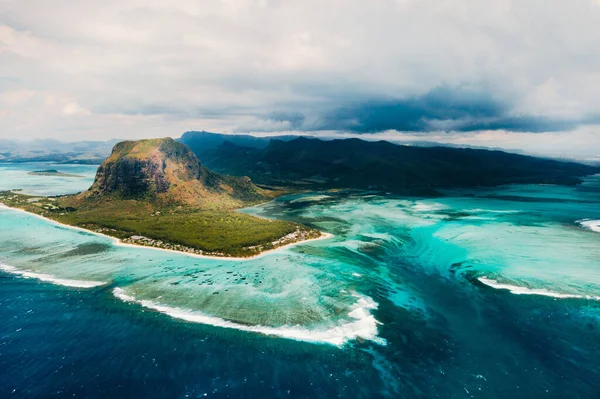 Fågelperspektiv Morne Brabant Unesco Världsarvsplats Korallrev Mauritius Storm Cloud — Stockfoto