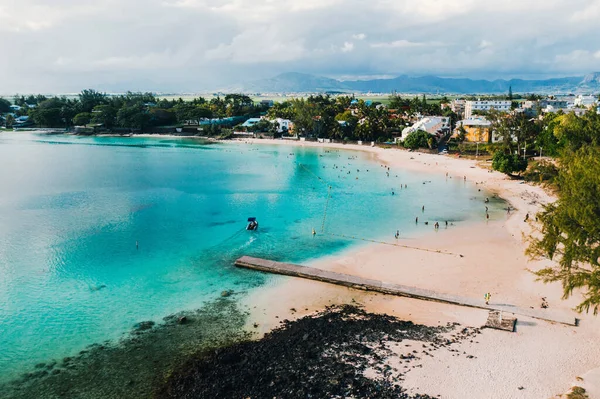 Аерофотознімок Східного Узбережжя Острова Маврикій Гарна Лагуна Острова Маврикій Вистрілила — стокове фото