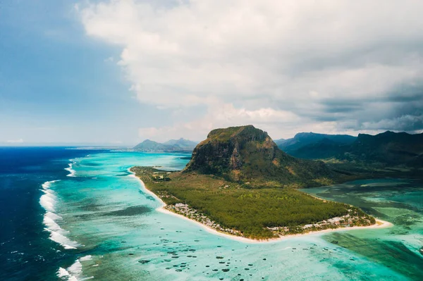 Fågelperspektiv Morne Brabant Unesco Världsarvsplats Korallrev Mauritius Storm Cloud — Stockfoto